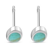  Turquoise Oval Silver Stud Earrings, e345